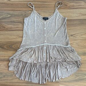 POL Women's Tan/Cream High-Low Ruffle Camisole